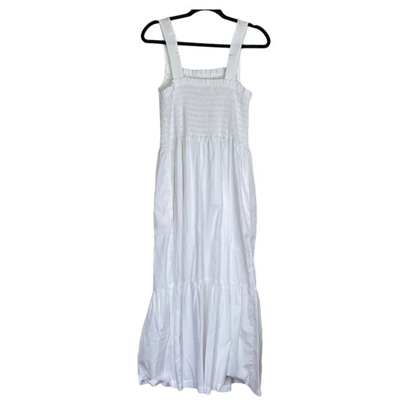 TROVATA Birds of Paradis Dolores Cotton Midi Dress Classic White Size Medium - Picture 4 of 11